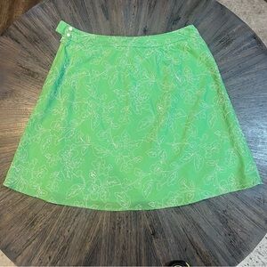 Talbots Mint Green Embroidered Cotton Skirt |‎ Size 14P  | Fully Lined